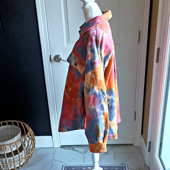 NWT! EASEL PILCRO Multi COLOR TIE DYE BUTTON DOWN SHACKET - Picture 5 of 7